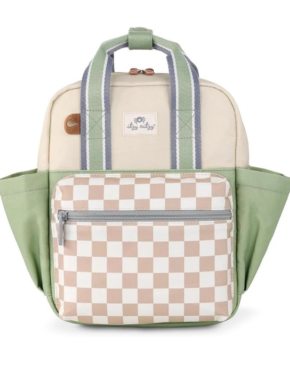 Itzy Ritzy Green & Cream Checkered Mini Backpack